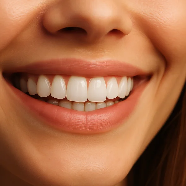 Beautiful natural smile with porcelain veneers